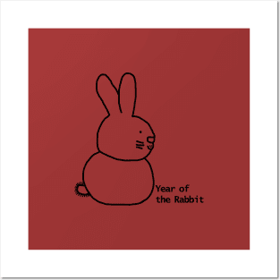 Small Year of the Rabbit Outline Posters and Art